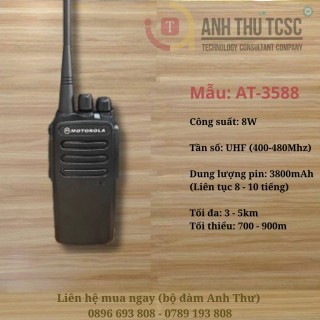 Bộ đàm Motola AT-3588 công suất 15W mạnh mẽ, khoảng cách cực lớn lên đến 5km, pin tốt. Lý tưởng cho công trình, nhà hàng. thumb