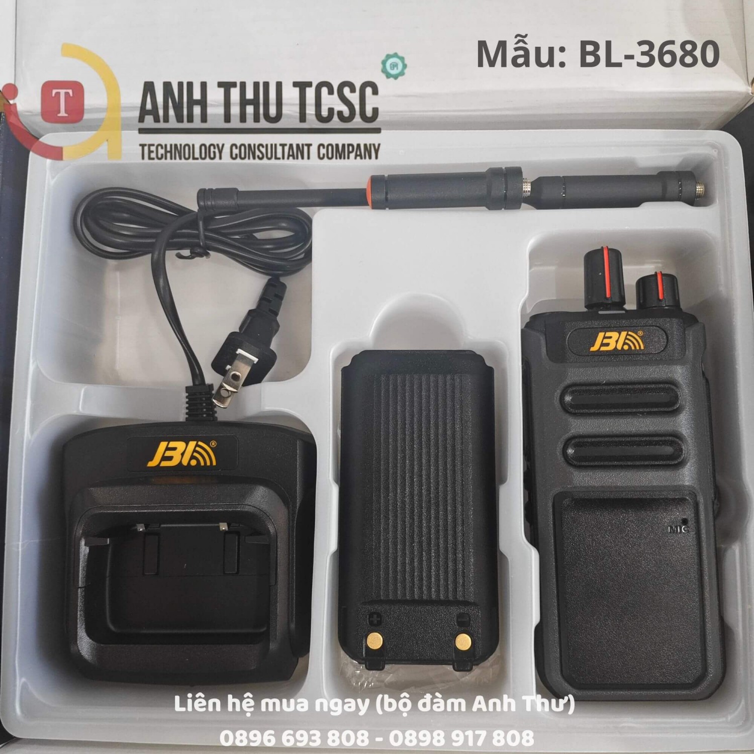 Bộ đàm JBL BL-3680 - Hình ảnh thực tế chi tiết và trọn bộ phụ kiện | Phân phối bởi Anh Thư TCSC