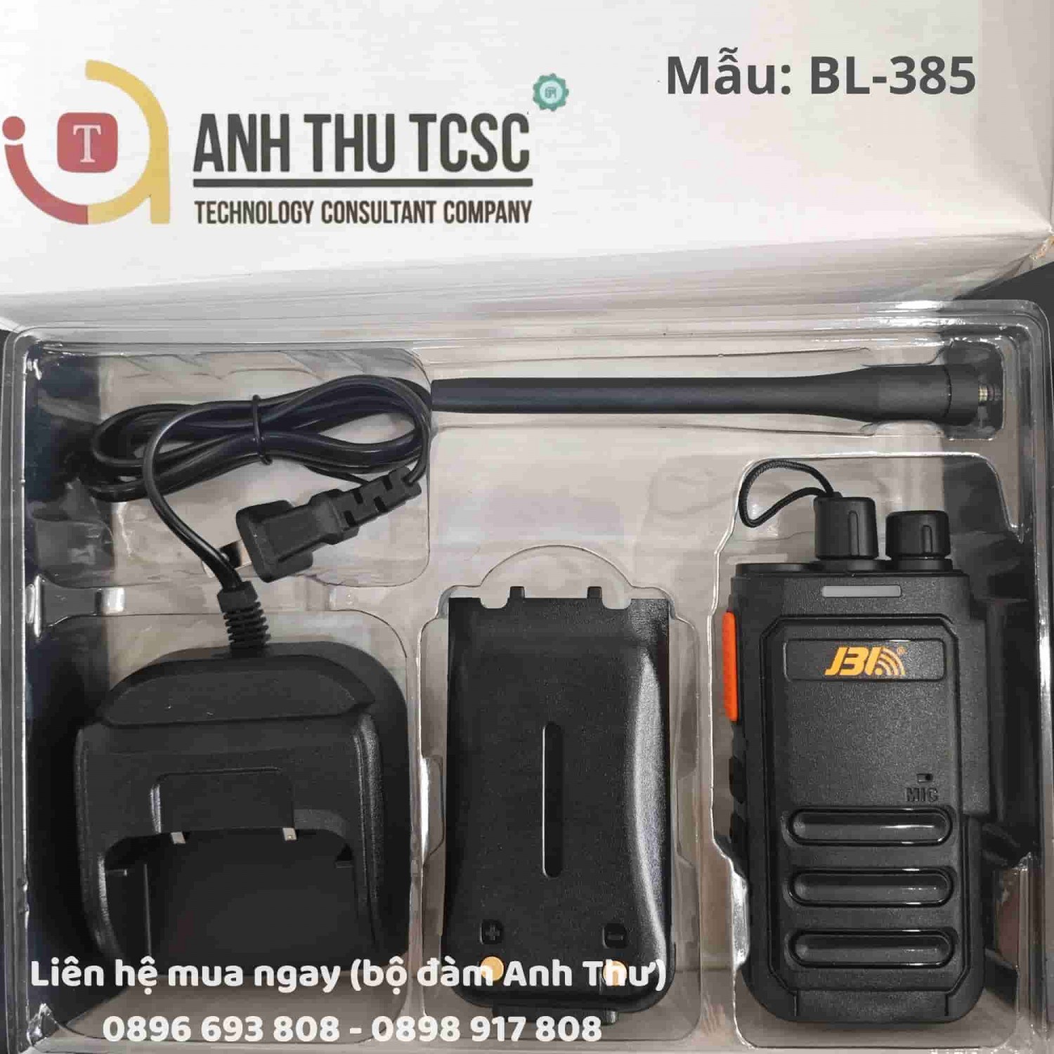 Bộ đàm JBl BL-385 - Hình ảnh thực tế và trọn bộ phụ kiện của bộ đàm | Phân phối bởi Anh Thư TCSC