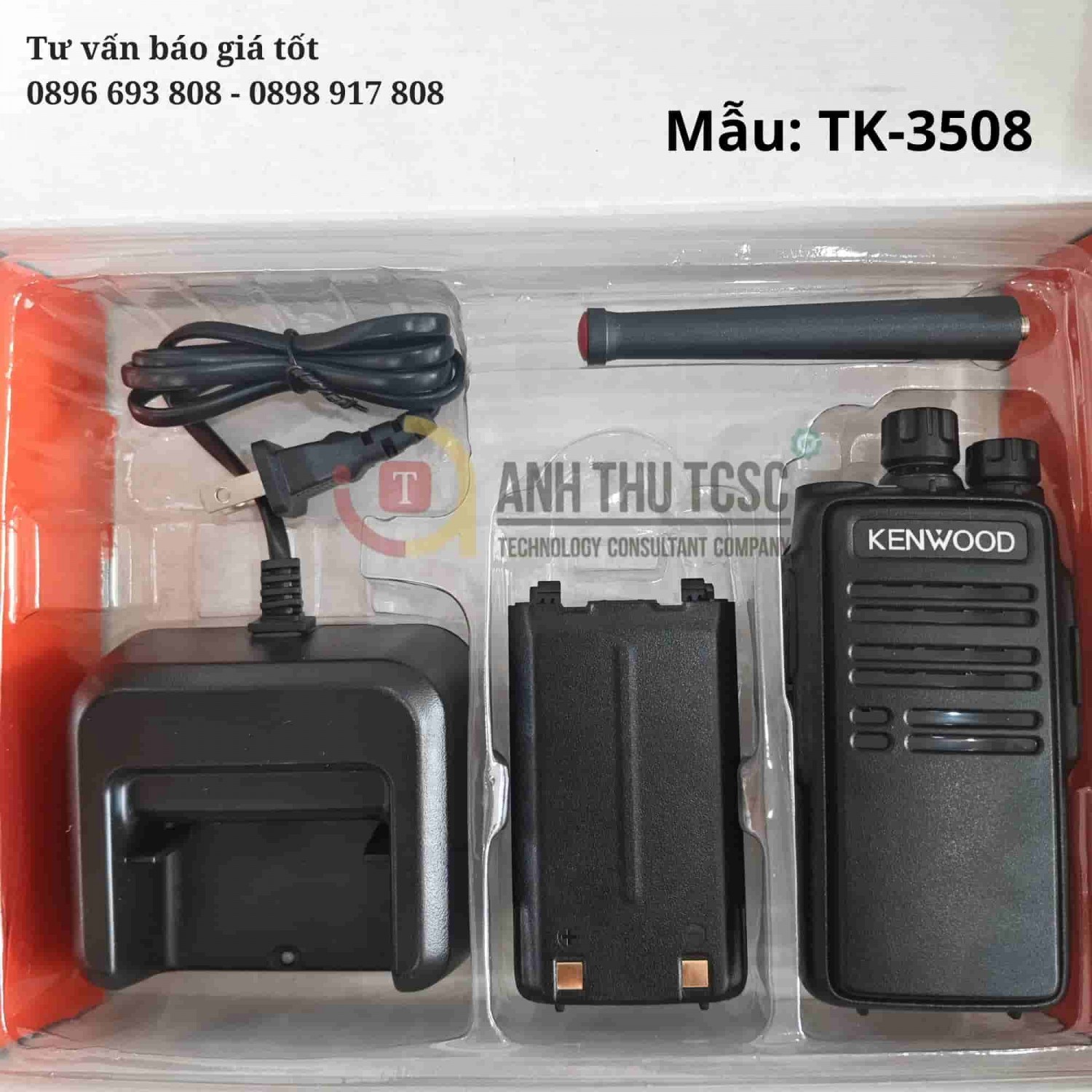 Bộ đàm Kenwood TK-3508 liên lạc ổn định cho công trình, thiết kế cầm tay chắc chắn với trọn bộ phụ kiện đi kèm | Anh Thư TCSC Phân Phối