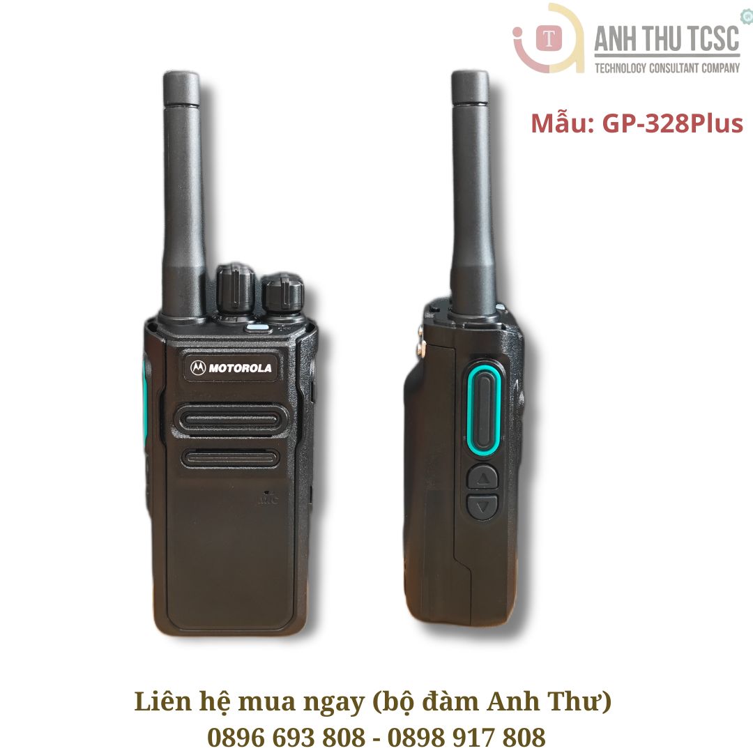 Bộ đàm Motorola GP-328Plus công suất 8W, pin 4800mAh đàm thoại khoảng 12 tiếng, khoảng cách thực tế lên đến 3km.